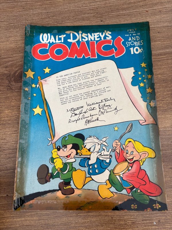 Walt Disney Comics & Stories #58 (Dell Comics, 1945), raw, ungraded comic book — front cover