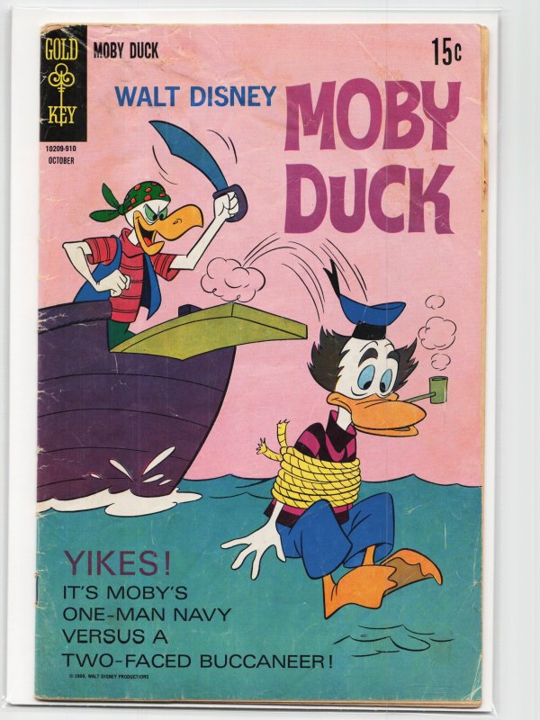 Walt Disney Moby Duck #7 (Gold Key, 1969), raw, ungraded comic book — front cover