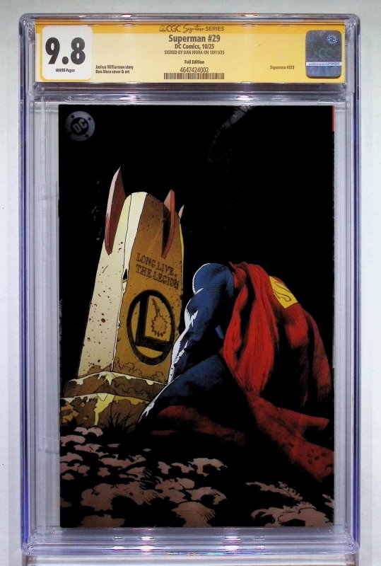 Superman #29 (DC Comics, 2025), CGC 9.8 graded comic book, Signature Series label — front cover in its holder