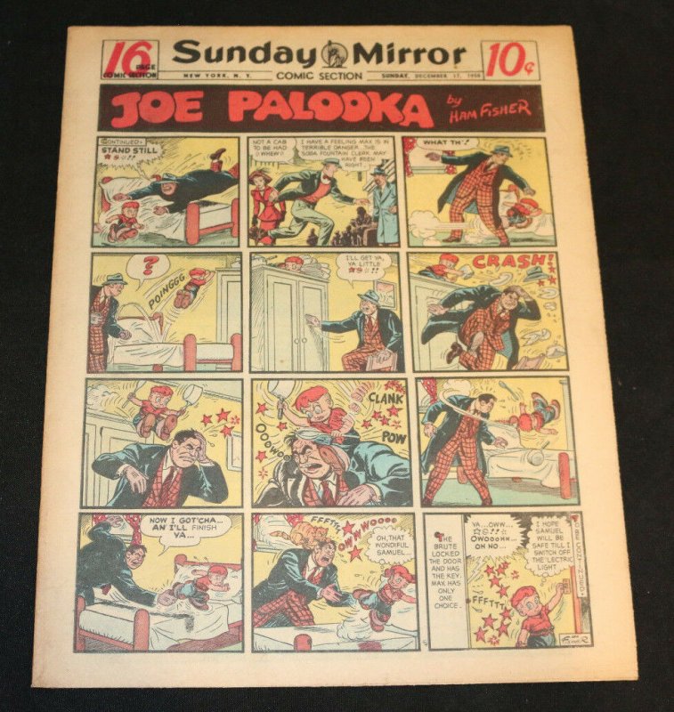 1950 Sunday Mirror Weekly Comic Section December 17th (FN+) Superman Gangsters (1950), raw comic book in FN+ condition — front cover