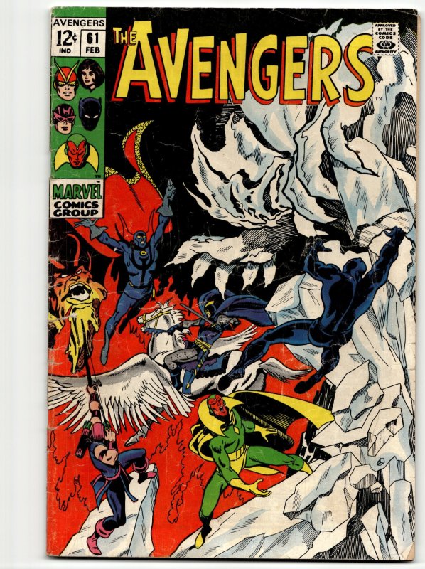 The Avengers #61 (Marvel Comics, 1969), raw, ungraded comic book — front cover