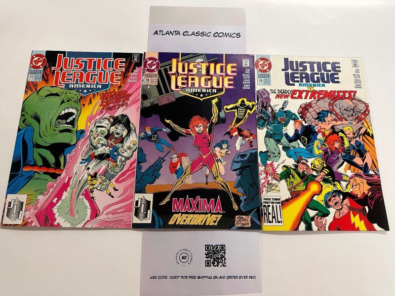 3 Justice League America DC Comics #77, raw, ungraded comic book — front cover