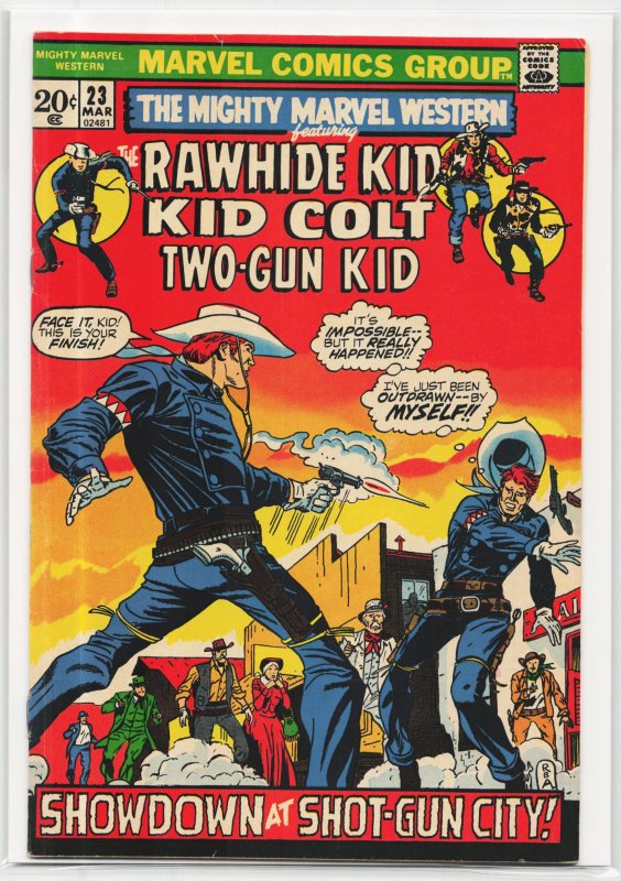 The Mighty Marvel Western #23 (Marvel Comics, 1973), raw, ungraded comic book — front cover