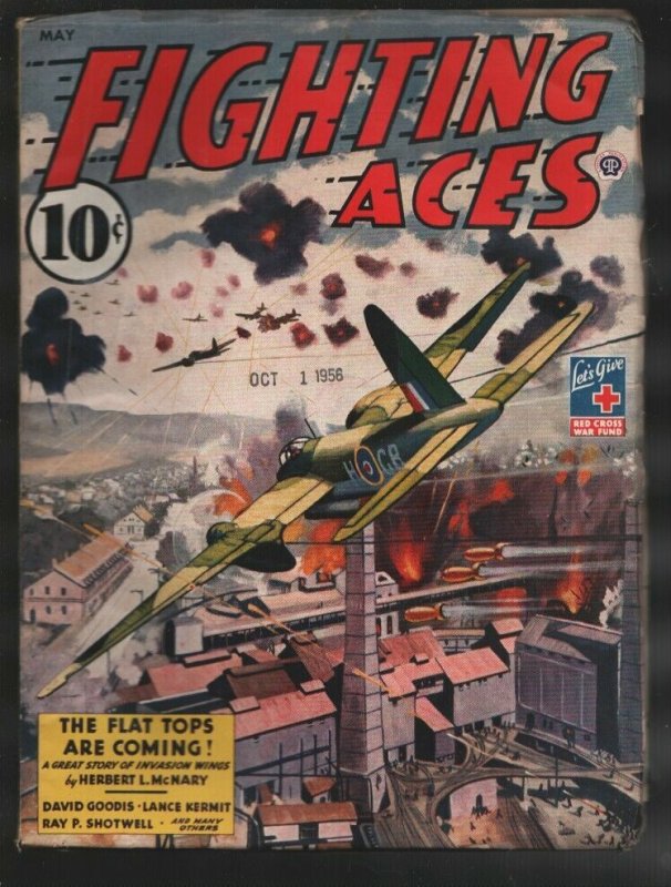 Fighting Aces 5/1944-Popular-"Wings of the Cobra" by David Goodis-Violent Pul... (Popular Publications, 1944), raw, ungraded comic book — front cover