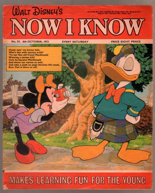 Walt Disney's Now I Know #53 (1973), raw, ungraded comic book — front cover