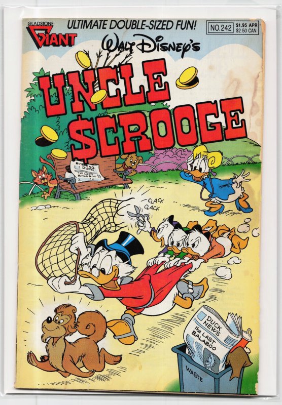 Uncle Scrooge #242 (Gladstone, 1990), raw, ungraded comic book — front cover