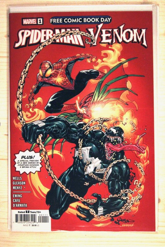 FCBD Spider-Man/Venom #1 (Marvel Comics, 2023), raw comic book in NM+ 9.6 condition — front cover