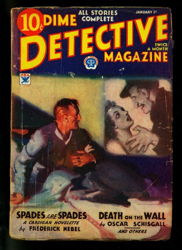 Pulp: Dime Detective Pulp 1/1/34- Frederick Nebel-Oscar Schisgall G/VG, raw comic book in VG condition — front cover