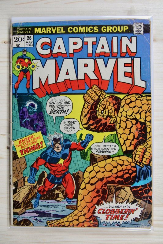 Captain Marvel #26 (Marvel Comics, 1973), raw comic book in VG+ 4.5 condition — front cover