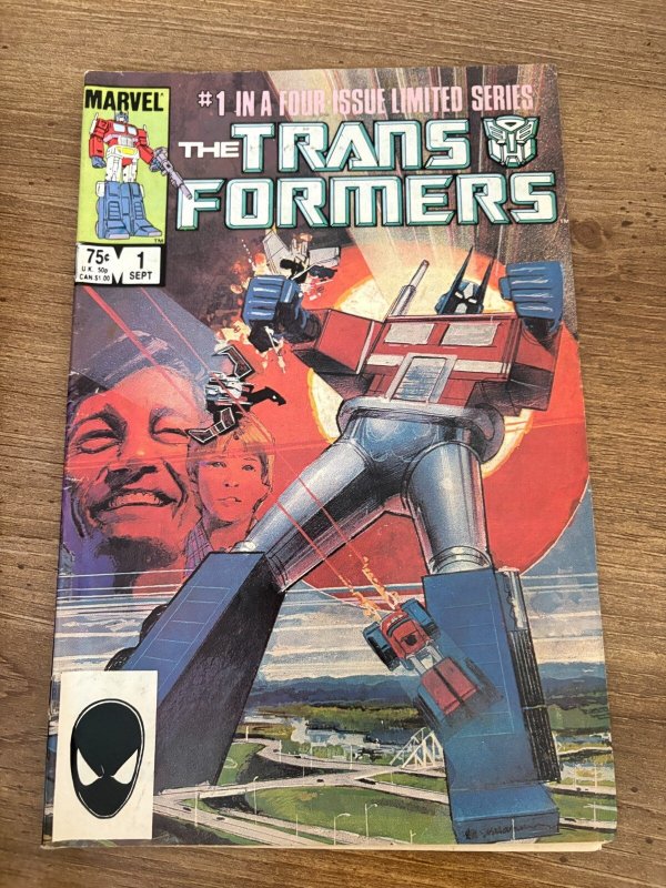Transformers #1 (Marvel Comics, 1984), raw comic book in FN- condition — front cover