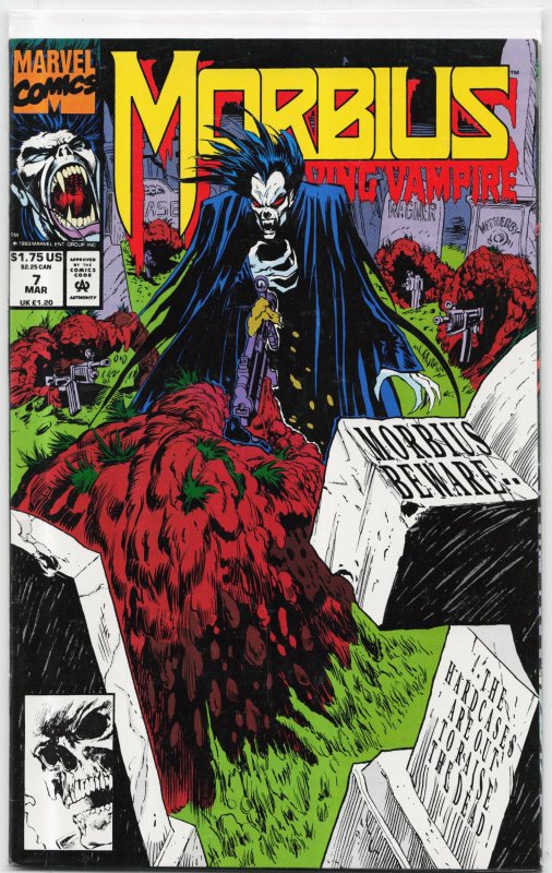 Morbius: The Living Vampire #7 (Marvel Comics, 1993), raw, ungraded comic book — front cover