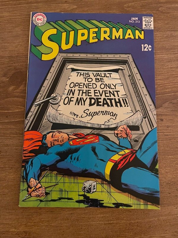 Superman #213 (DC Comics), raw comic book in NM condition — front cover