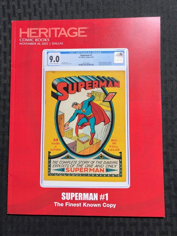 2025 Nov 20 Heritage 46pg Auction Catalog FN+ Superman #1 (2025), raw comic book in FN+ 6.5 condition — front cover