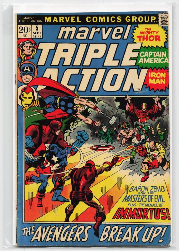 Marvel Triple Action #5 (Marvel Comics, 1972), raw, ungraded comic book — front cover