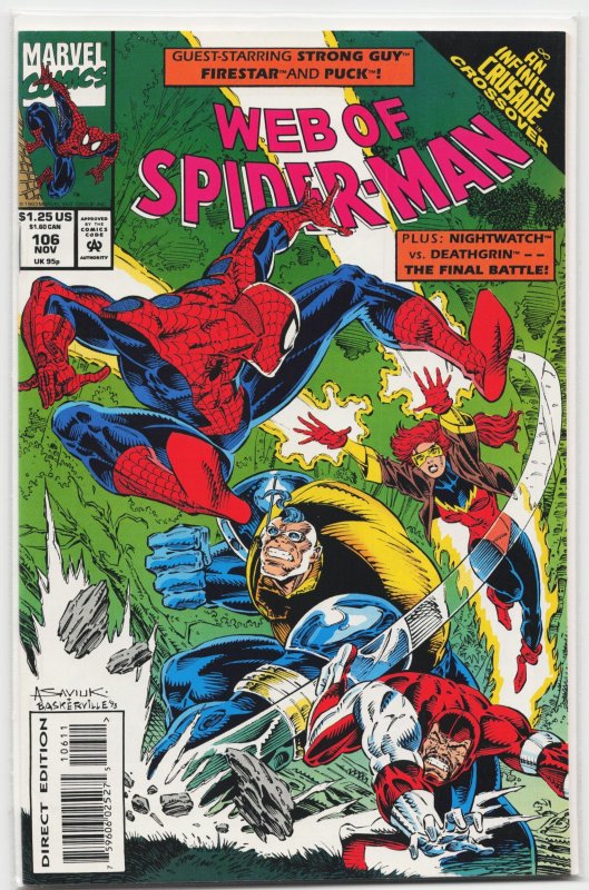 Web of Spider-Man #106 (Marvel Comics, 1993), raw, ungraded comic book — front cover