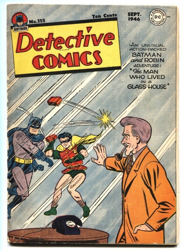 Detective #115 (DC Comics, 1946), raw comic book in VG condition — front cover