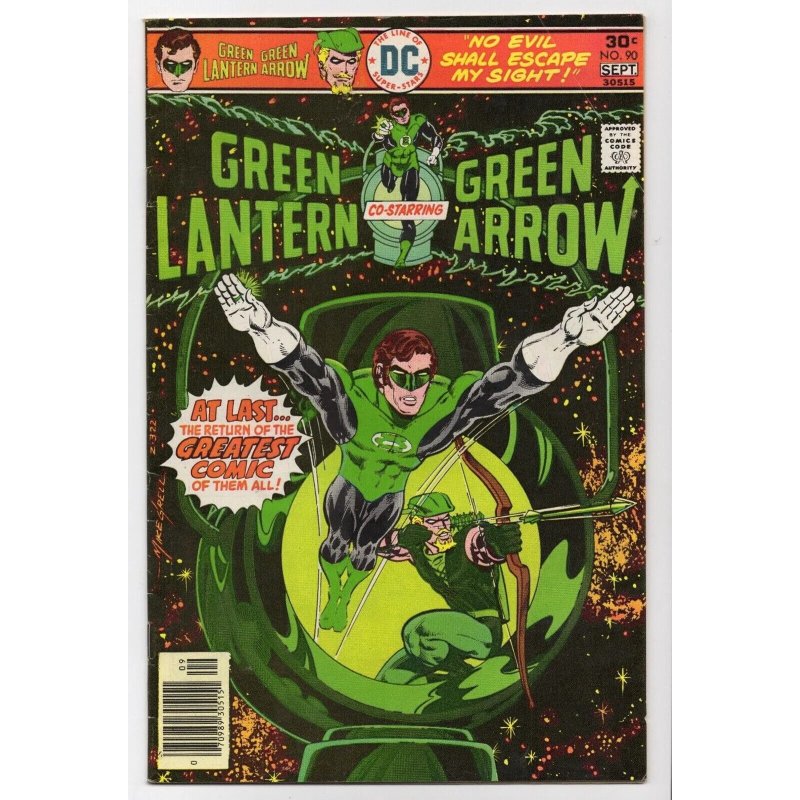 Green Lantern Green Arrow #90 (DC Comics, 1976), raw comic book in FN+ 6.5 condition — front cover