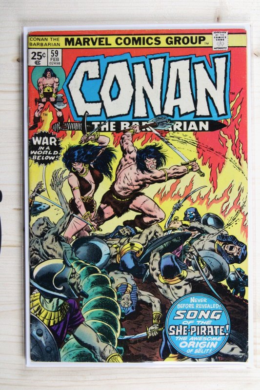 Conan the Barbarian #59 (Marvel Comics, 1976), raw comic book in FN+ 6.5 condition — front cover