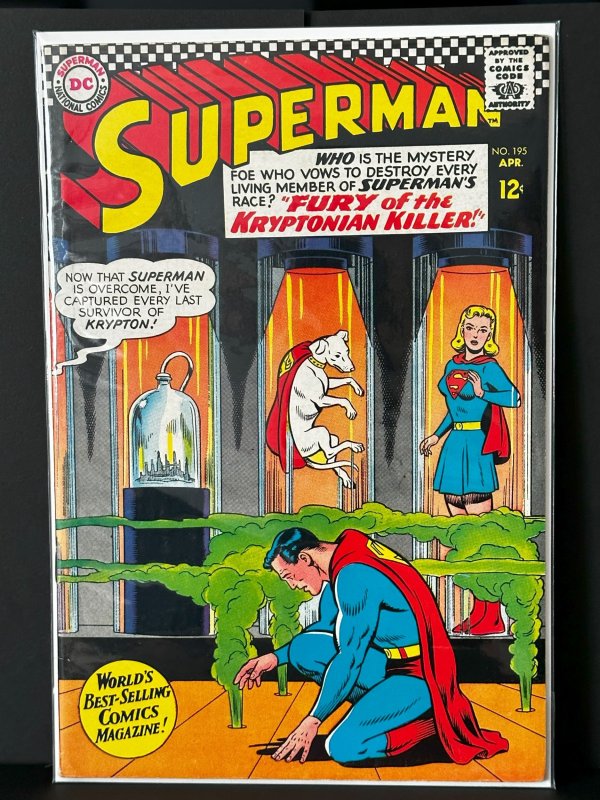 Superman #195 (DC Comics, 1967), raw, ungraded comic book — front cover