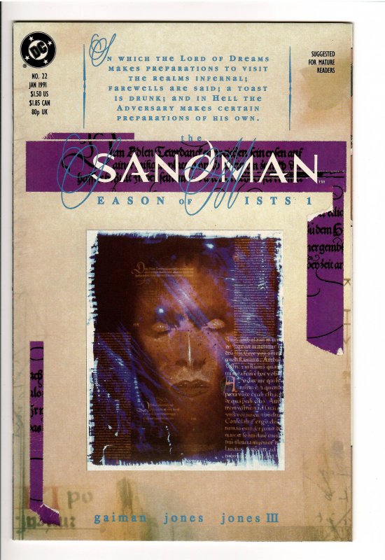 Sandman #22 (DC Comics, 1990), raw comic book in NM 9.2 condition — front cover