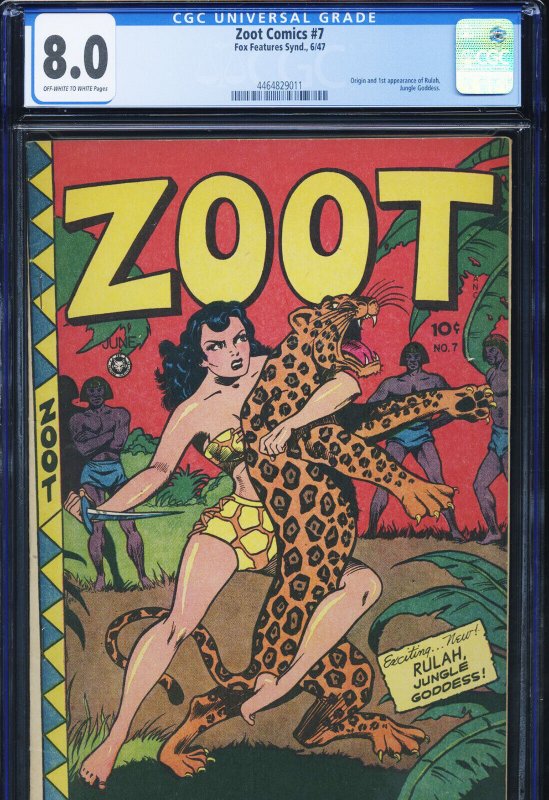 Zoot Comics #7, CGC 8.0 graded comic book, Universal Blue label — front cover in its holder