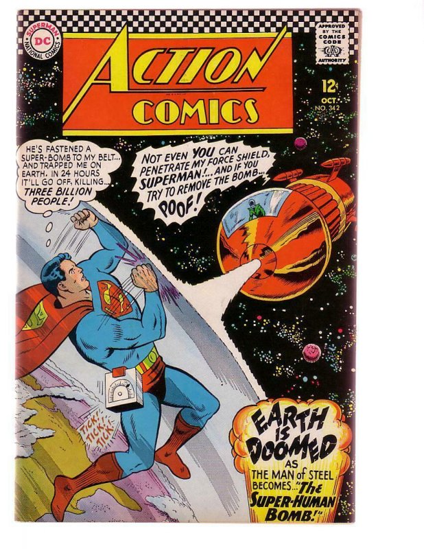 Action Comics #342 (DC Comics, 1966), raw comic book in VF condition — front cover