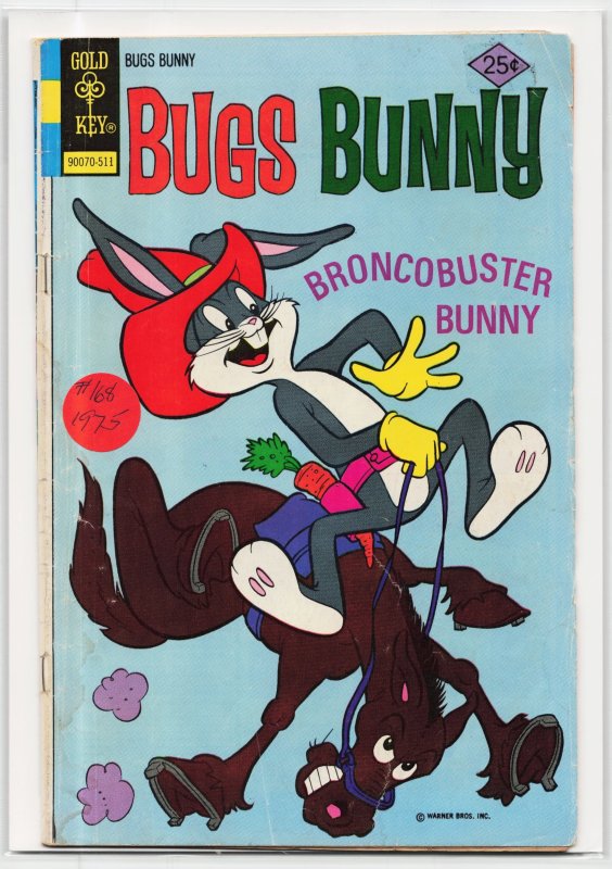 Bugs Bunny #168 (Gold Key, 1975), raw, ungraded comic book — front cover