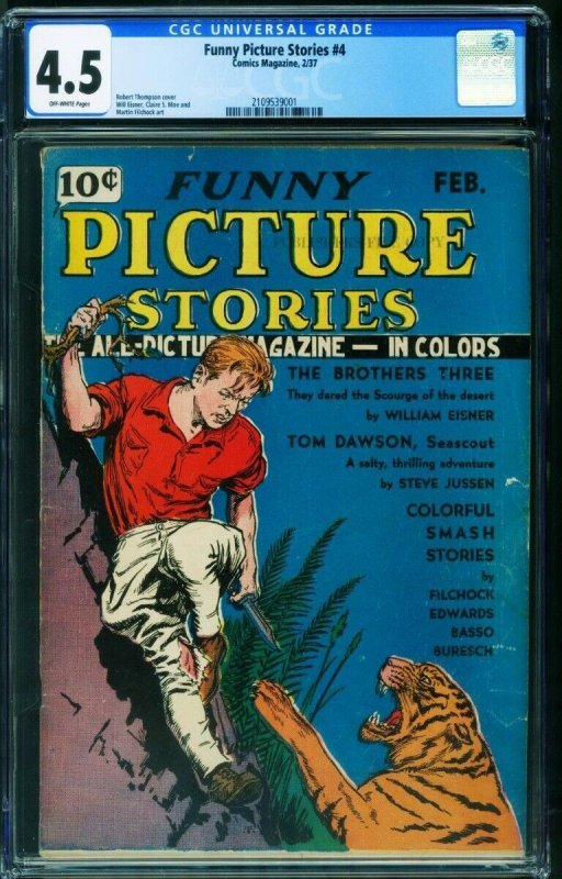 Funny Picture Stories #4 (1937), CGC 4.5 graded comic book, Universal Blue label — front cover in its holder