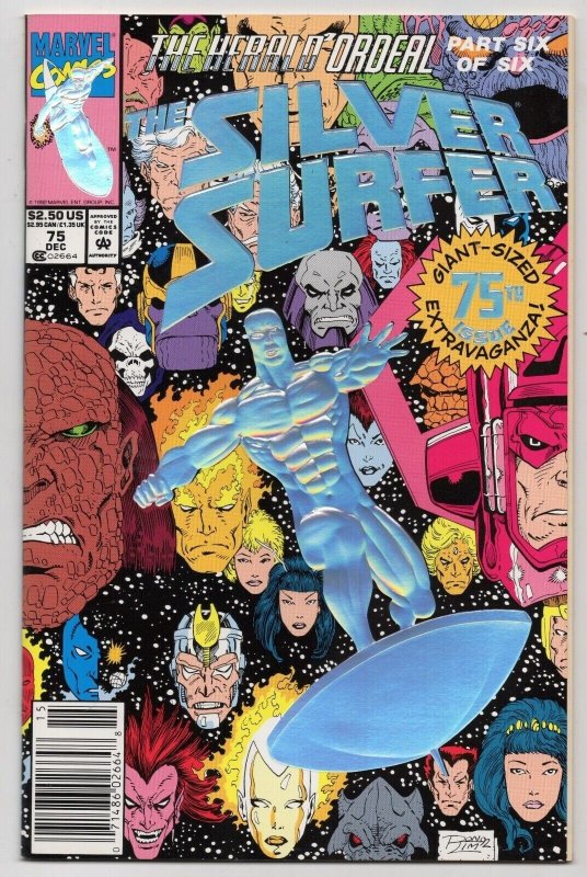 Silver Surfer #75 (Marvel Comics, 1992), raw comic book in NM 9.4 condition — front cover