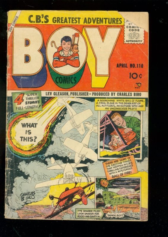 Boy Comics #110 (1955), raw comic book in FR condition — front cover