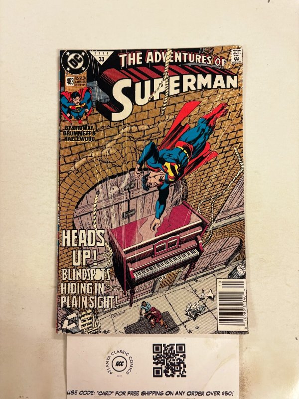 The Adventures of Superman #483 (DC Comics), raw comic book in NM condition — front cover