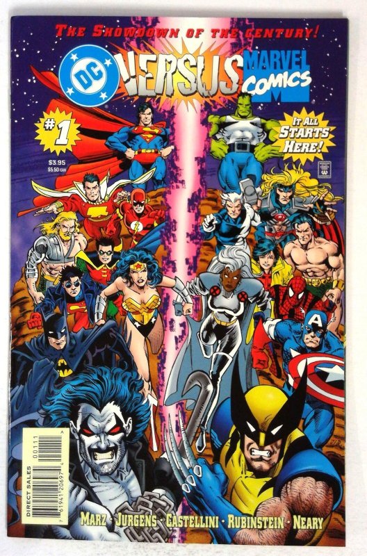 DC Versus Marvel Comics #1 (1996), raw comic book in NM- condition — front cover