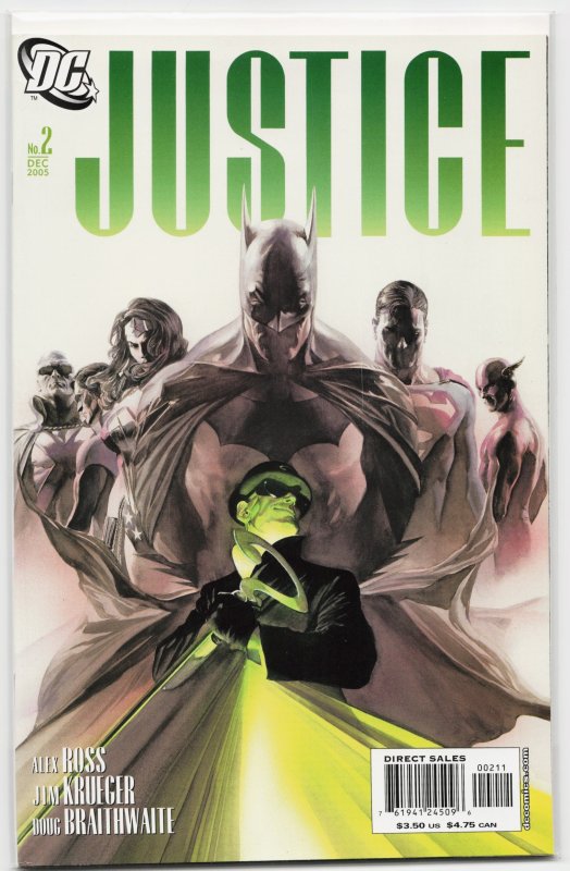 Justice #2 (DC Comics, 2005), raw, ungraded comic book — front cover