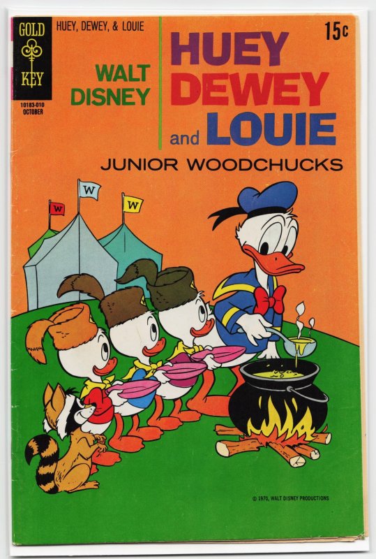 Walt Disney Huey, Dewey and Louie Junior Woodchucks #7 (Gold Key, 1970), raw, ungraded comic book — front cover