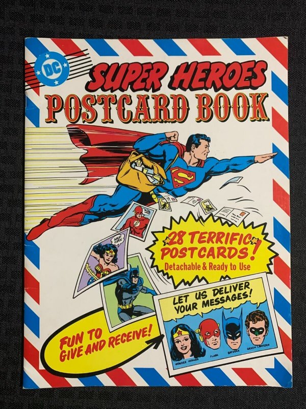 1981 DC Comics Super Heroes Postcard Book Complete FN+ 6.5 Superman Batman Flash (DC Comics, 1981), raw comic book in FN+ 6.5 condition — front cover