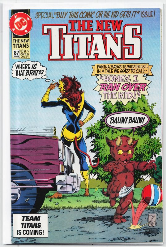 The New Titans #87 (DC Comics, 1992), raw, ungraded comic book — front cover