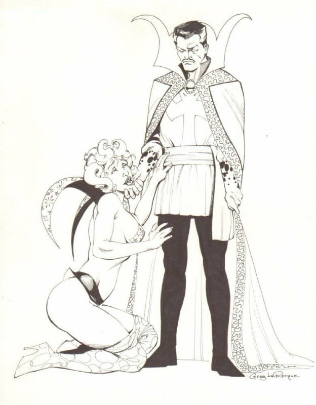 Doctor Strange and Clea Commission - Signed art by Greg LaRoque, raw, ungraded comic book — front cover