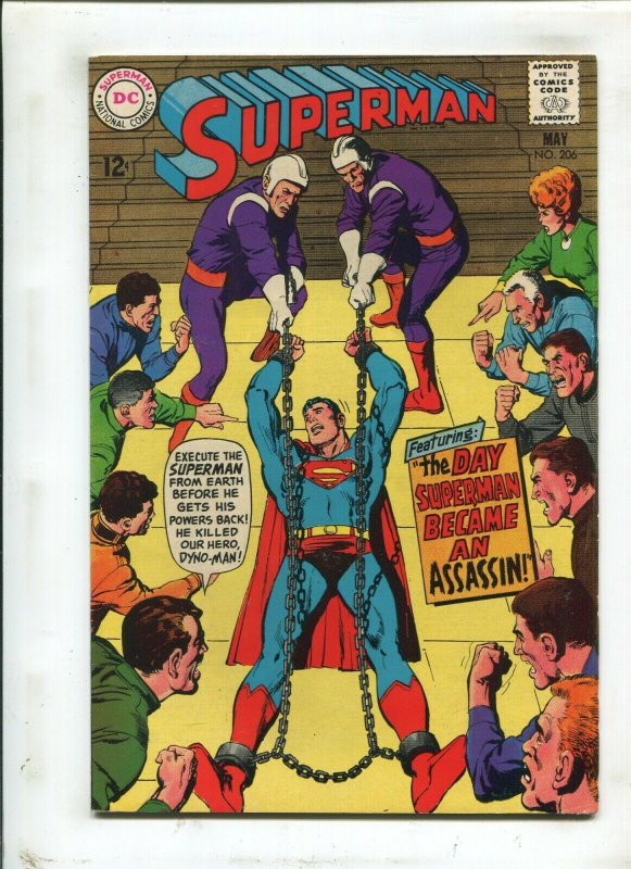 Superman #206 (DC Comics, 1968), raw comic book in 8.5 condition — front cover