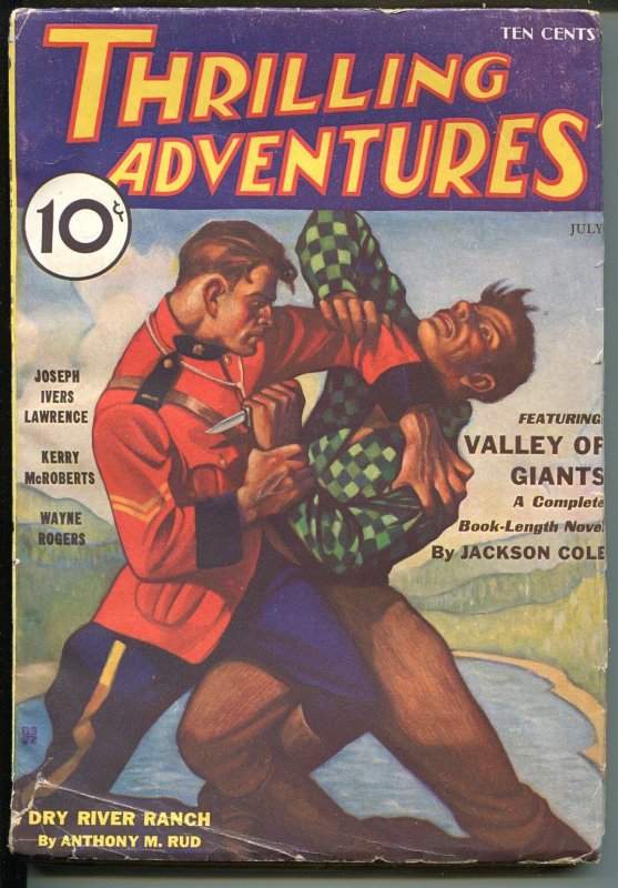 Pulp: Thrilling Adventures 7/1933-RCMP-Mounties-pulp Thrills-giants-Jackson ..., raw, ungraded comic book — front cover