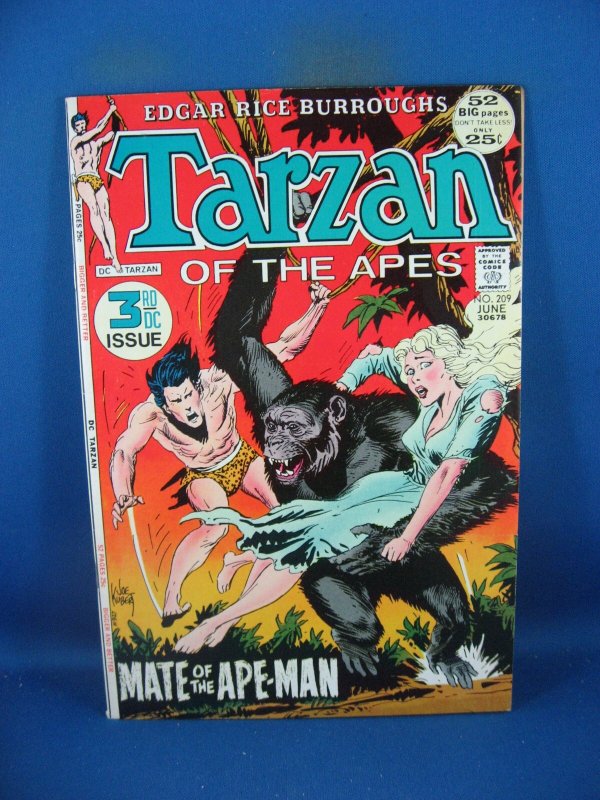 Tarzan #209 (1972), raw comic book in VF condition — front cover