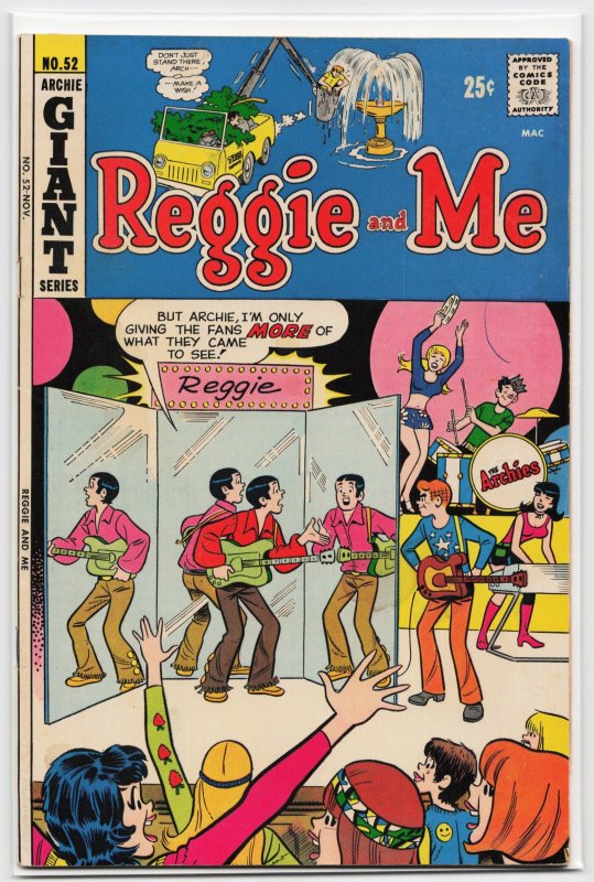 Reggie and Me #52 (Archie Comics, 1971), raw, ungraded comic book — front cover