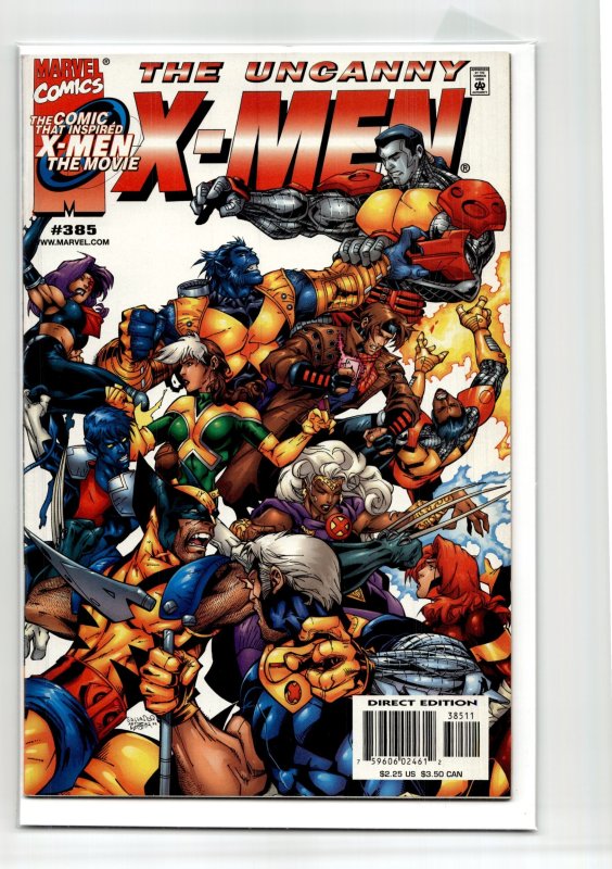 The Uncanny X-Men #385 (Marvel Comics, 2000), raw, ungraded comic book — front cover
