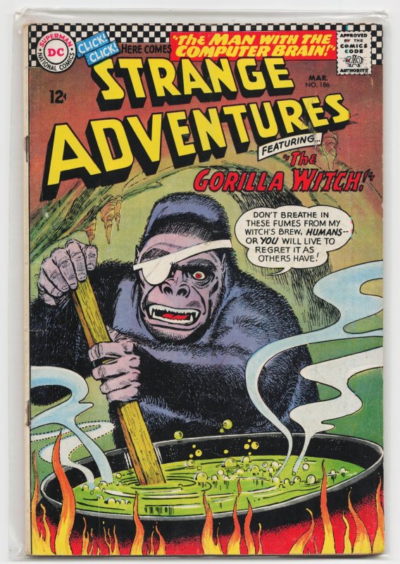Strange Adventures #186 (DC Comics, 1966), raw, ungraded comic book — front cover
