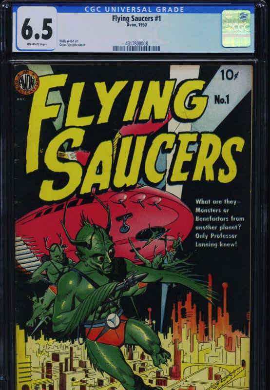 Flying Saucers #1 (1967), CGC 6.5 graded comic book, Universal Blue label — front cover in its holder