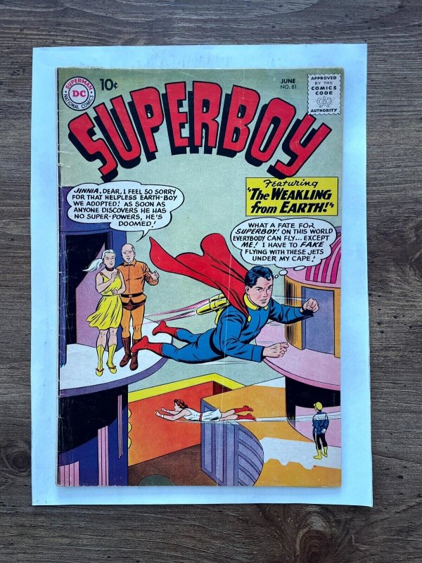 Superboy #81 (DC Comics, 1960), raw comic book in FN condition — front cover