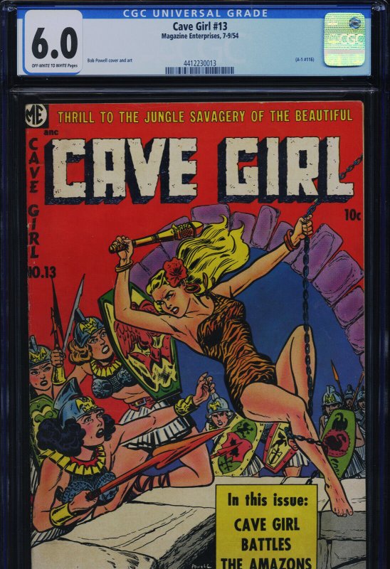 Cave Girl #13 (Magazine Enterprises), CGC 6.0 graded comic book, Universal Blue label — front cover in its holder