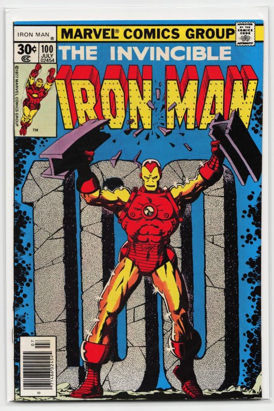 Iron Man #100 (Marvel Comics, 1977), raw, ungraded comic book — front cover