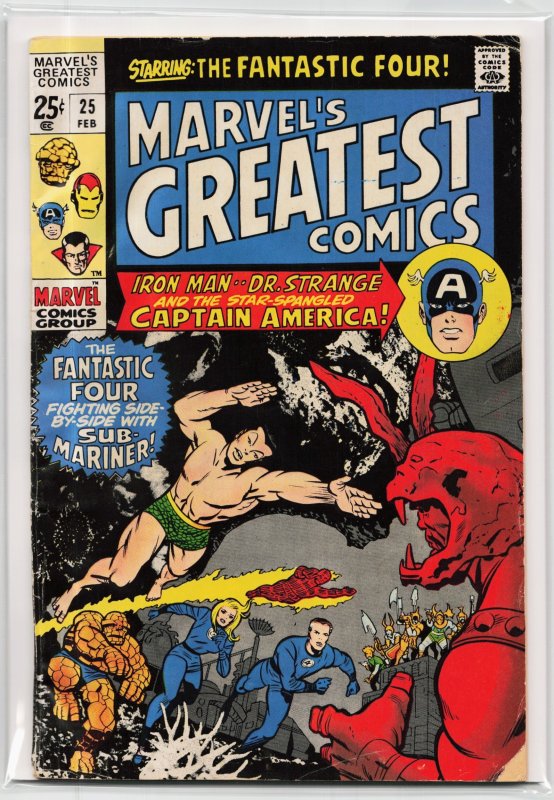 Marvel's Greatest Comics #25 (Marvel Comics, 1970), raw, ungraded comic book — front cover