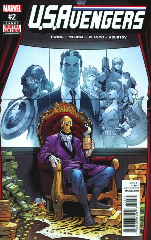 2017 U.S.Avengers #2 (Marvel Comics, 2017), raw comic book in NM condition — front cover