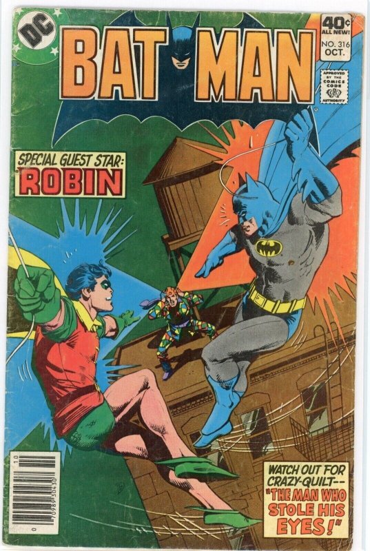 Batman #316 (DC Comics, 1979), raw comic book in VG+ 4.5 condition — front cover
